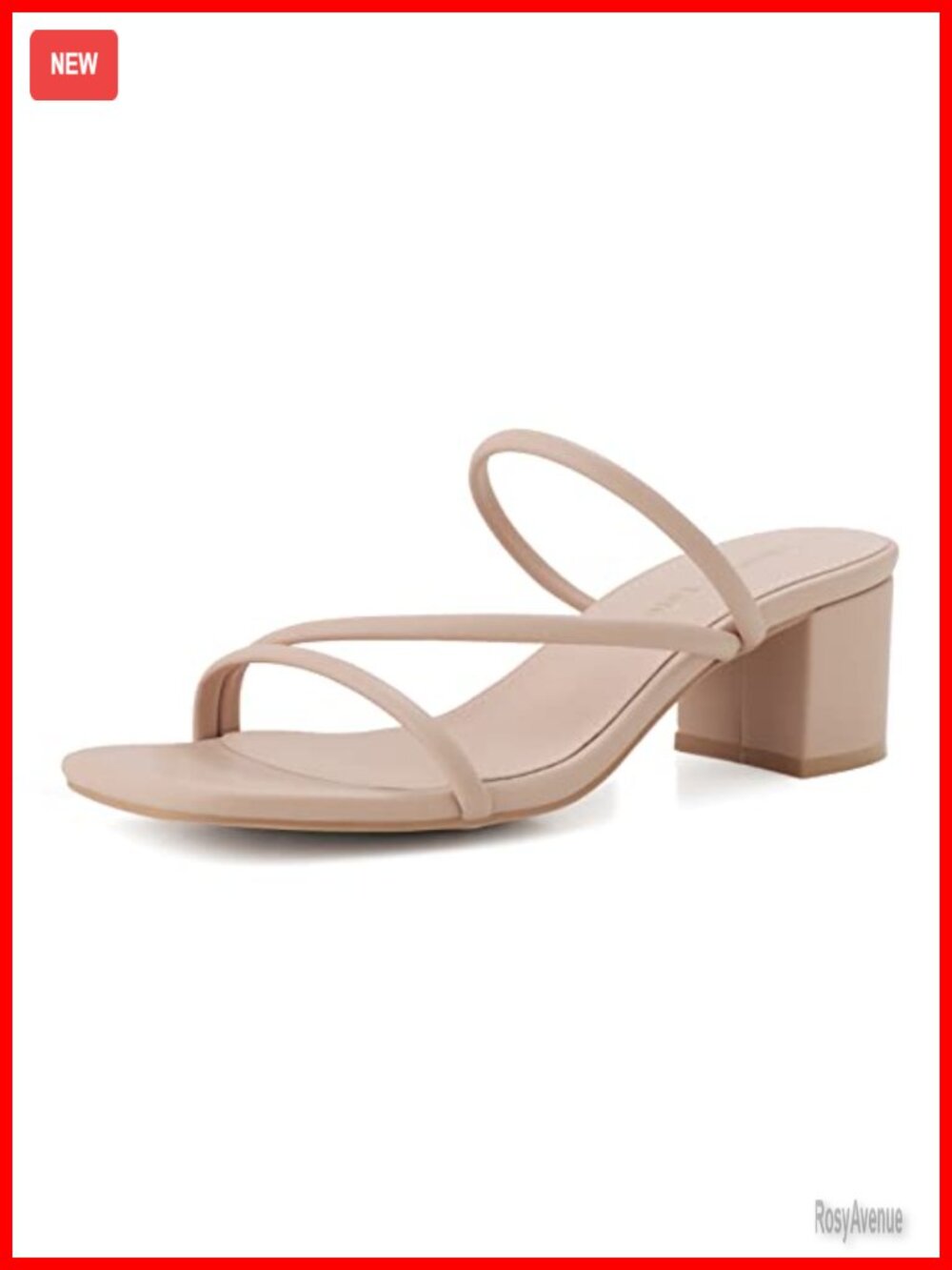 Women's Strappy Square Toe Chunky Heel Mules Slide Sandals